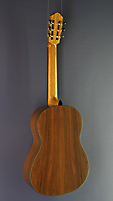 Andreas Flick, classical guitar made of spruce and walnut on pine wood, construction based od Daniel Friederich, scale 65 cm, year 2019, back view