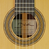 Rosette and label of Dominik Wurth luthier guitar cedar, rosewood, scale 64 cm, year 2015