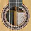 Rosette and label of guitar built by Korean guitar maker Young Seo in 2018, cedar, rosewood, scale 65 cm