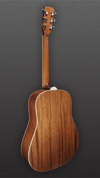 You`s, sunburst lackierte Akustikgitarre in Round Shoulder Dreadnought Form mit massiver Thermo-Fichtendecke und Boden und Zargen aus massivem Mahagoni, Sattelbreite 45 mm, Rückseite
